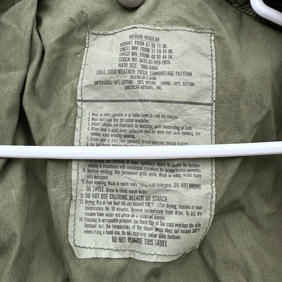 M65 Jacket Mens M Camo Woodland Full Zip Hooded US Army Cold Weather Field - Picture 3 of 10